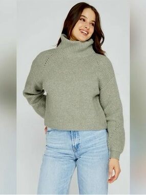 Gentle Fawn Sage Green Mockneck Ribbed Sweater NWOT